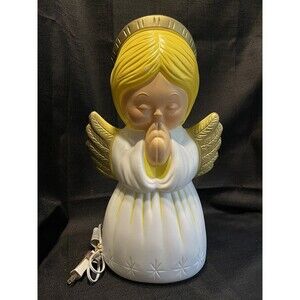Vintage 1999 Grand Venture Praying Angel 18”  Christmas Blow Mold Gold